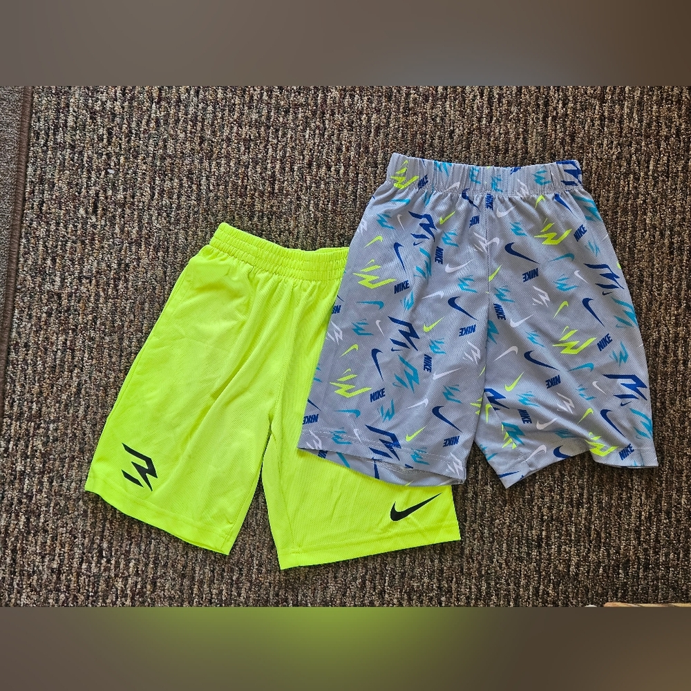 Nike Kids Neon Yellow and Gray Shorts Set